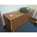 Medium Oak 4 Door Credenza Storage Cabinet